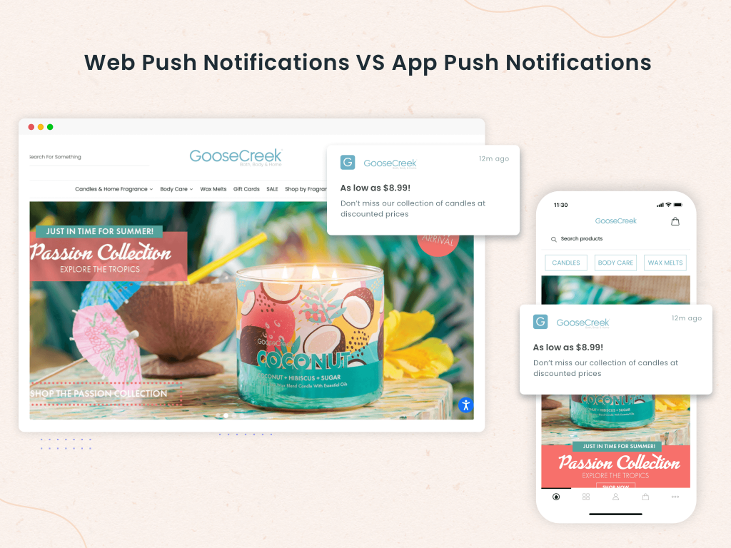 Web and App push notification examples